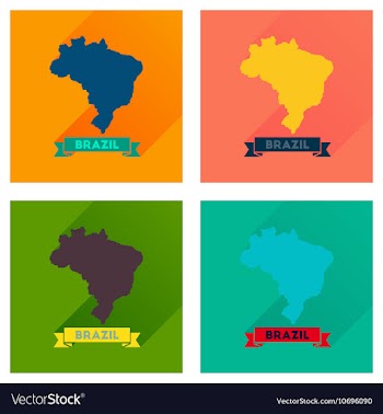 Concept flat icons with long shadow Brazil map vector image