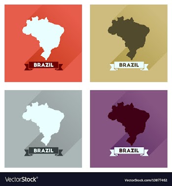 Concept flat icons with long shadow Brazil map vector image