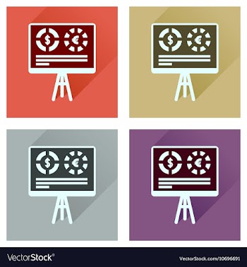 Concept flat icons with long shadow business vector image