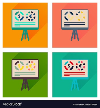 Concept flat icons with long shadow business vector image