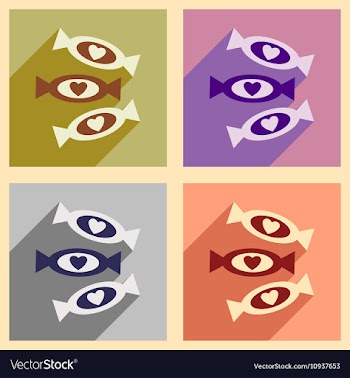 Concept flat icons with long shadow candy heart vector image