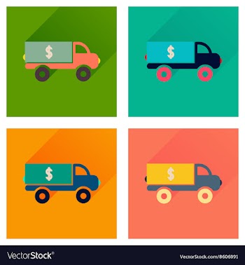 Concept flat icons with long shadow car vector image
