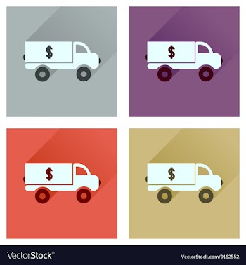 Concept flat icons with long shadow car vector image