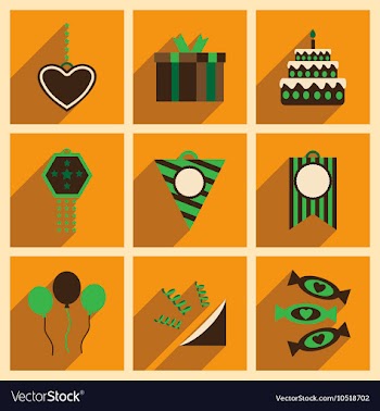 Concept flat icons with long shadow celebration vector image