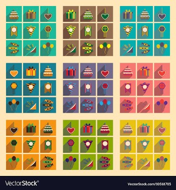 Concept flat icons with long shadow celebration vector image
