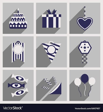 Concept flat icons with long shadow celebration vector image
