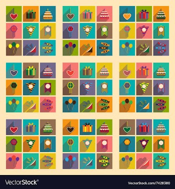 Concept flat icons with long shadow celebration vector image