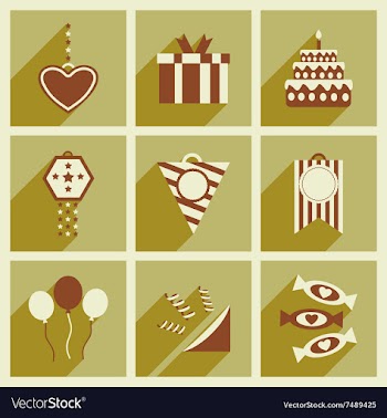 Concept flat icons with long shadow celebration vector image