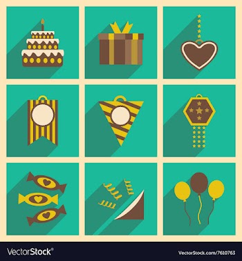 Concept flat icons with long shadow celebration vector image