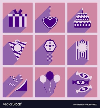Concept flat icons with long shadow celebration vector image