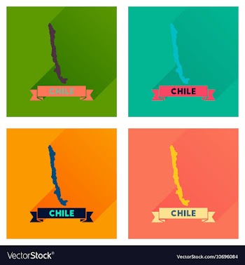 Concept flat icons with long shadow Chile map vector image