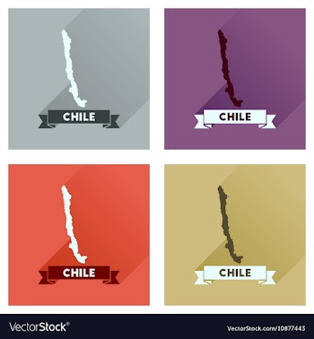Concept flat icons with long shadow Chile map vector image