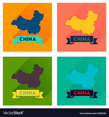 Concept flat icons with long shadow China card vector image