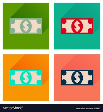 Concept flat icons with long shadow dollar vector image