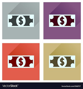 Concept flat icons with long shadow dollar vector image