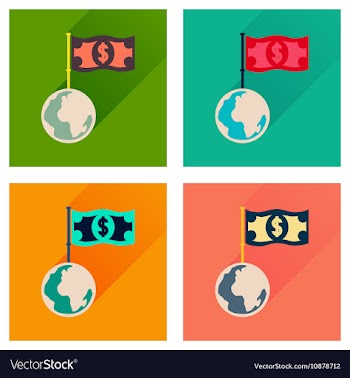 Concept flat icons with long shadow Earth money vector image