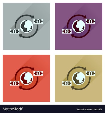 Concept flat icons with long shadow Earth money vector image