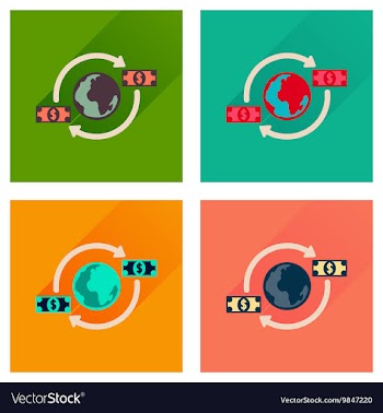 Concept flat icons with long shadow Earth money vector image