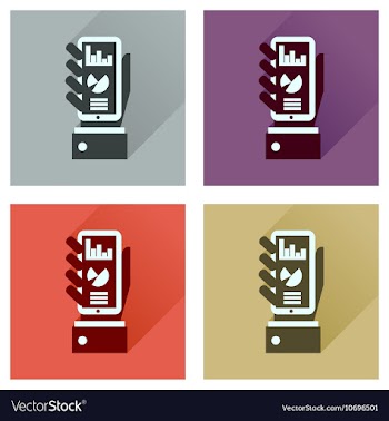 Concept flat icons with long shadow economic vector image