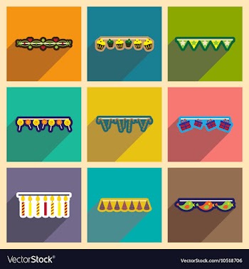 Concept flat icons with long shadow festive vector image