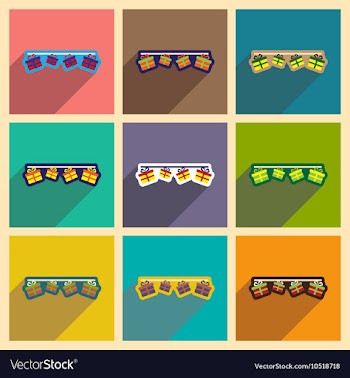 Concept flat icons with long shadow festive vector image