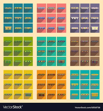 Concept flat icons with long shadow festive vector image