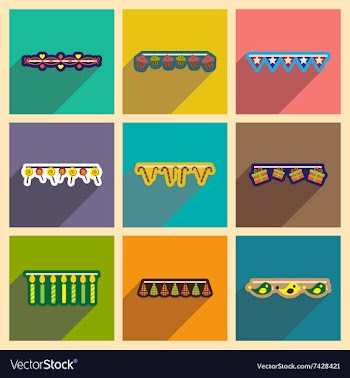 Concept flat icons with long shadow festive vector image