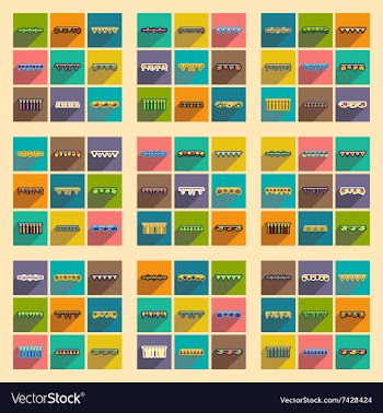 Concept flat icons with long shadow festive vector image