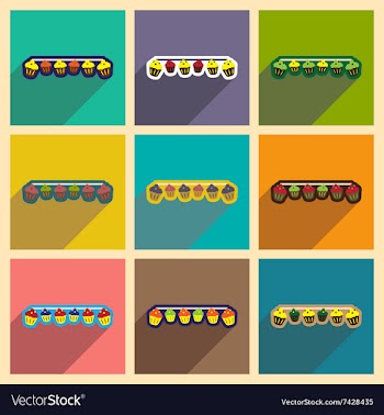 Concept flat icons with long shadow festive vector image