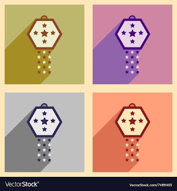 Concept flat icons with long shadow festive vector image