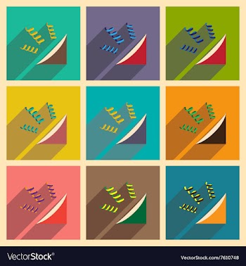 Concept flat icons with long shadow festive vector image