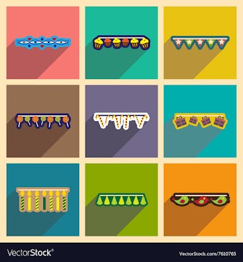 Concept flat icons with long shadow festive vector image