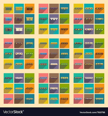 Concept flat icons with long shadow festive vector image