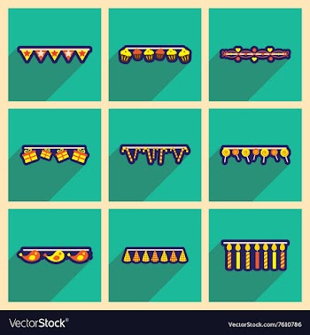 Concept flat icons with long shadow festive vector image