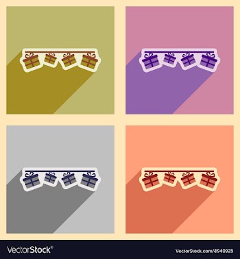 Concept flat icons with long shadow festive vector image