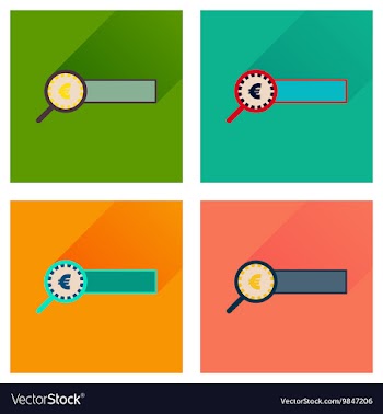 Concept flat icons with long shadow find money vector image
