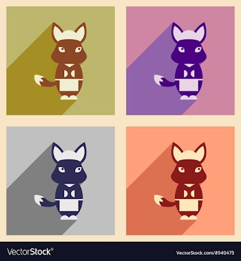 Concept flat icons with long shadow fox cartoon vector image