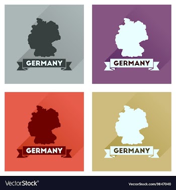 Concept flat icons with long shadow Germany map vector image