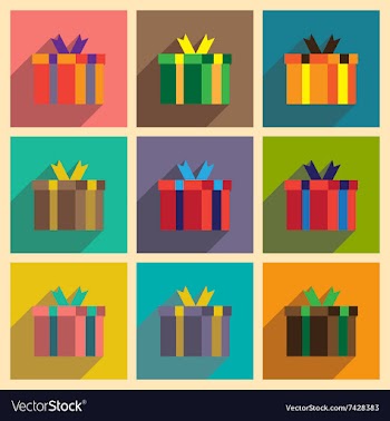 Concept flat icons with long shadow gift box vector image