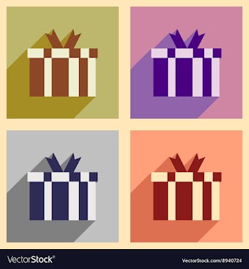 Concept flat icons with long shadow gift box vector image