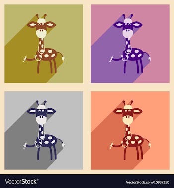 Concept flat icons with long shadow giraffe vector image