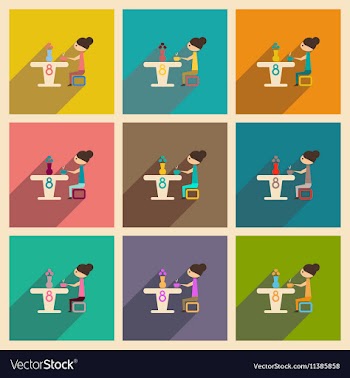 Concept flat icons with long shadow girl sitting vector image