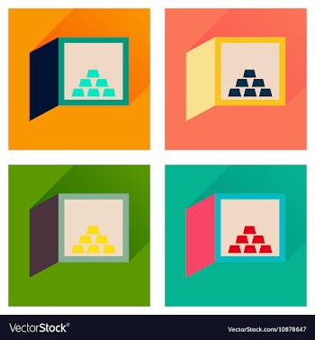 Concept flat icons with long shadow gold in safe vector image