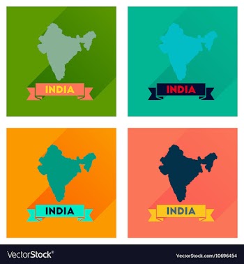 Concept flat icons with long shadow India map vector image