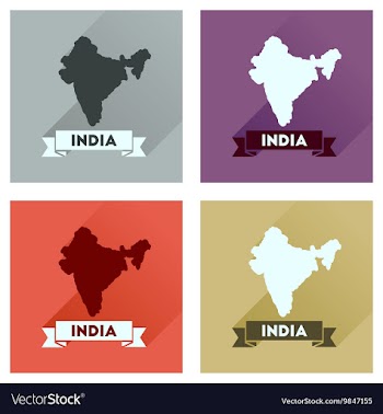 Concept flat icons with long shadow India map vector image
