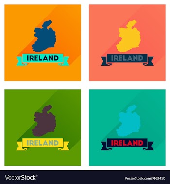 Concept flat icons with long shadow Ireland map vector image