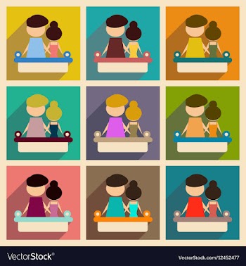 Concept flat icons with long shadow man and woman vector image