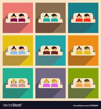 Concept flat icons with long shadow man and woman vector image