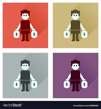 Concept flat icons with long shadow man bags of vector image
