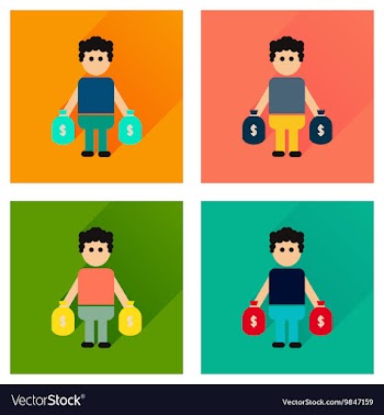 Concept flat icons with long shadow man bags of vector image